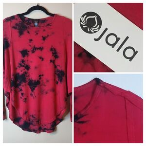 JALA Flow Top M Long Sleeve Tiedye Soft Stretch Jersey Yoga Red/Black NWT $108